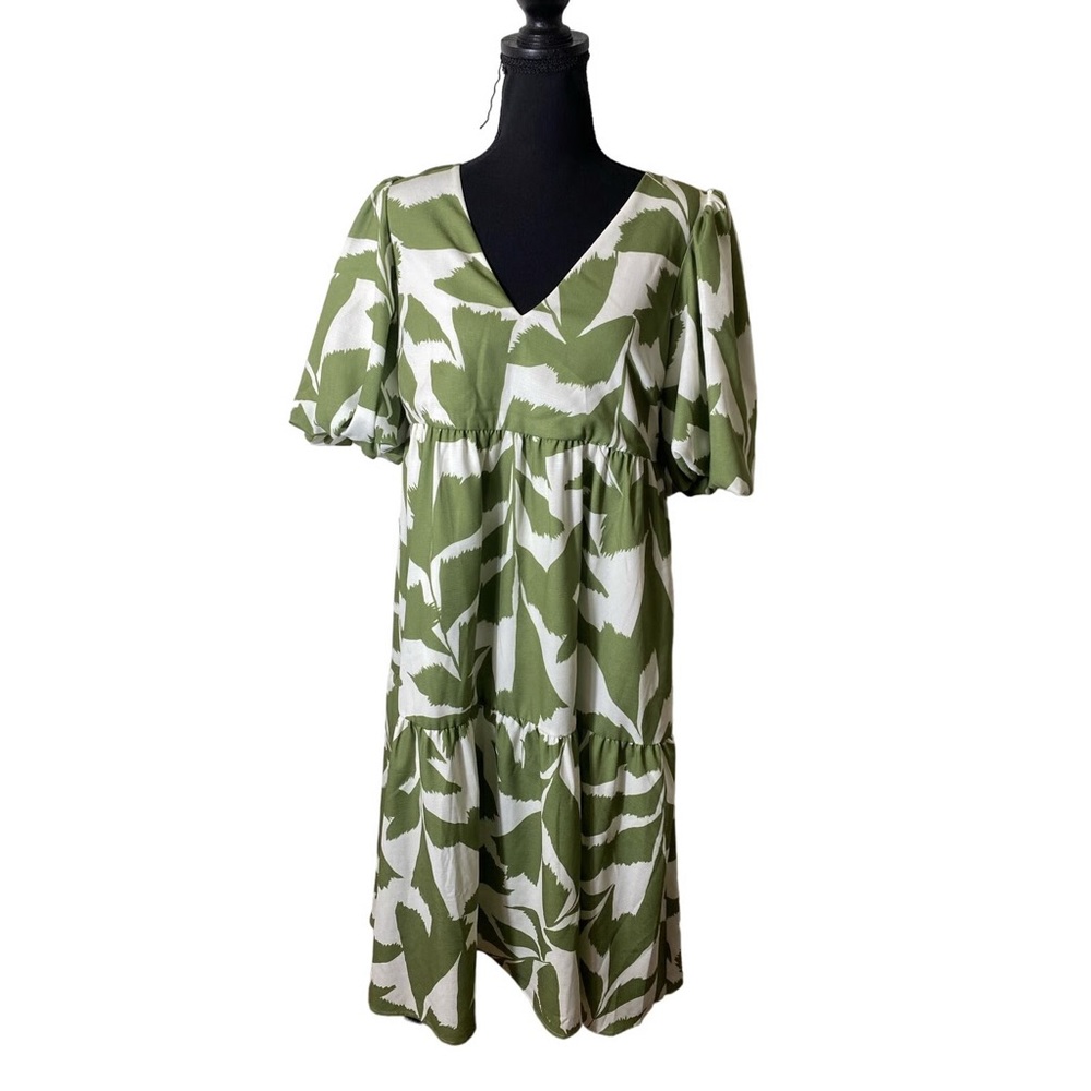 Crosby by Mollie Burch Olive and Cream V-Neck Dress